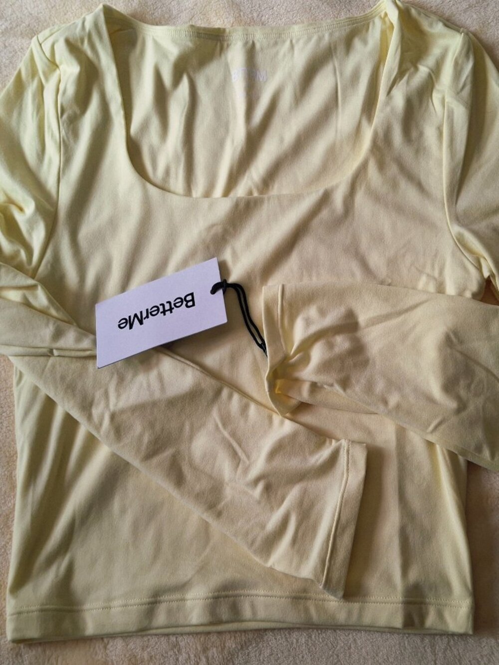 BetterMe Yellow cropped square neck long sleeve